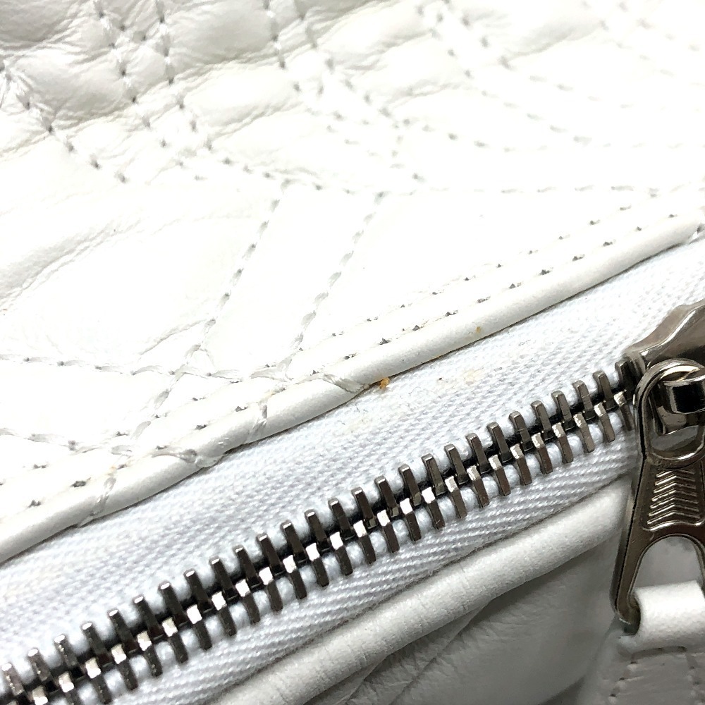 BALENCIAGA Quilted Blanket Square Bag Shoulder Handbag Leather White - Picture 7 of 9